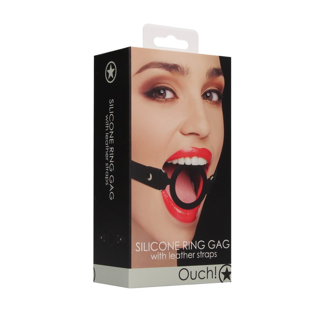 Fluweelzachte Silicone O - ring Gag met Leren Banden - EroticToyzGagsOuch! by Shots