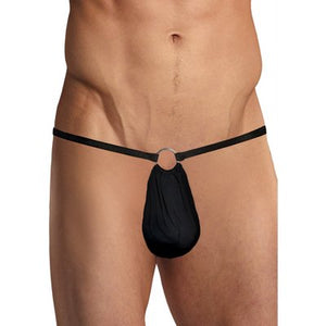 G - String with Ring at the Front - One Size - Black - EroticToyzProducten,Lingerie,Lingerie voor Hem,Strings,,MannelijkMale Power