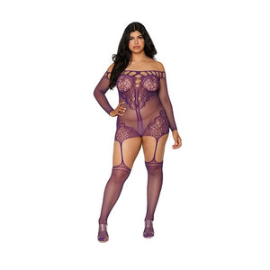 Garter Dress Diamond - Plus Size - Aubergine - EroticToyzProducten,Lingerie,Lingerie voor Haar,Jurkjes,Queen size,,VrouwelijkDreamgirl