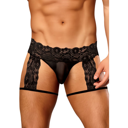 Garter Short met G - string - Zwart S/M - EroticToyzStringsMale Power