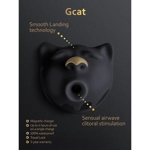 GCat Clitoris Stimulator met Smooth Landing Technologie - Zwart - EroticToyzAirpulse - VibratorG - Vibe