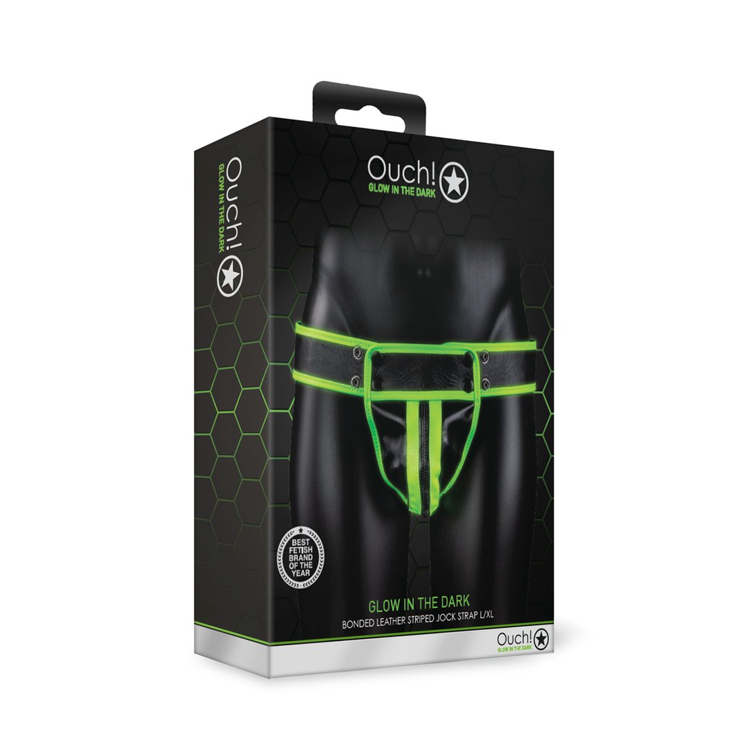 Gestreepte Jockstrap met Glow - in - the - Dark Effect - XL - EroticToyzJocksOuch! by Shots