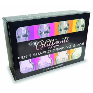 Glitterati Penis 6Oz Drinking Glass, Pack of 4 - EroticToyzProducten,Grappige Erotische Gadgets,Feestartikelen,,GeslachtsneutraalLittle Genie Productions