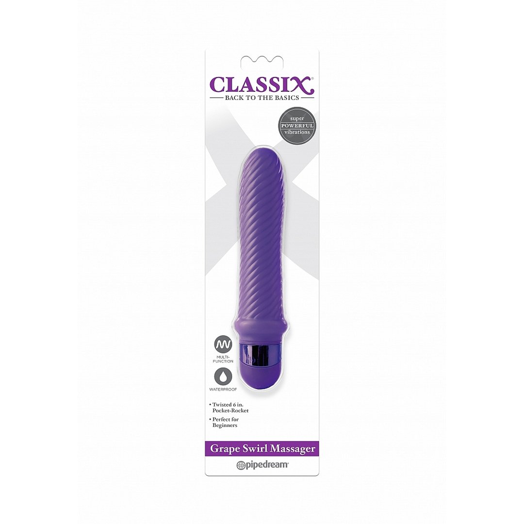 Grape Swirled Vibrator - Waterdicht en Ribbelig - Paars - EroticToyzMassagetoestellen WandsPipedream