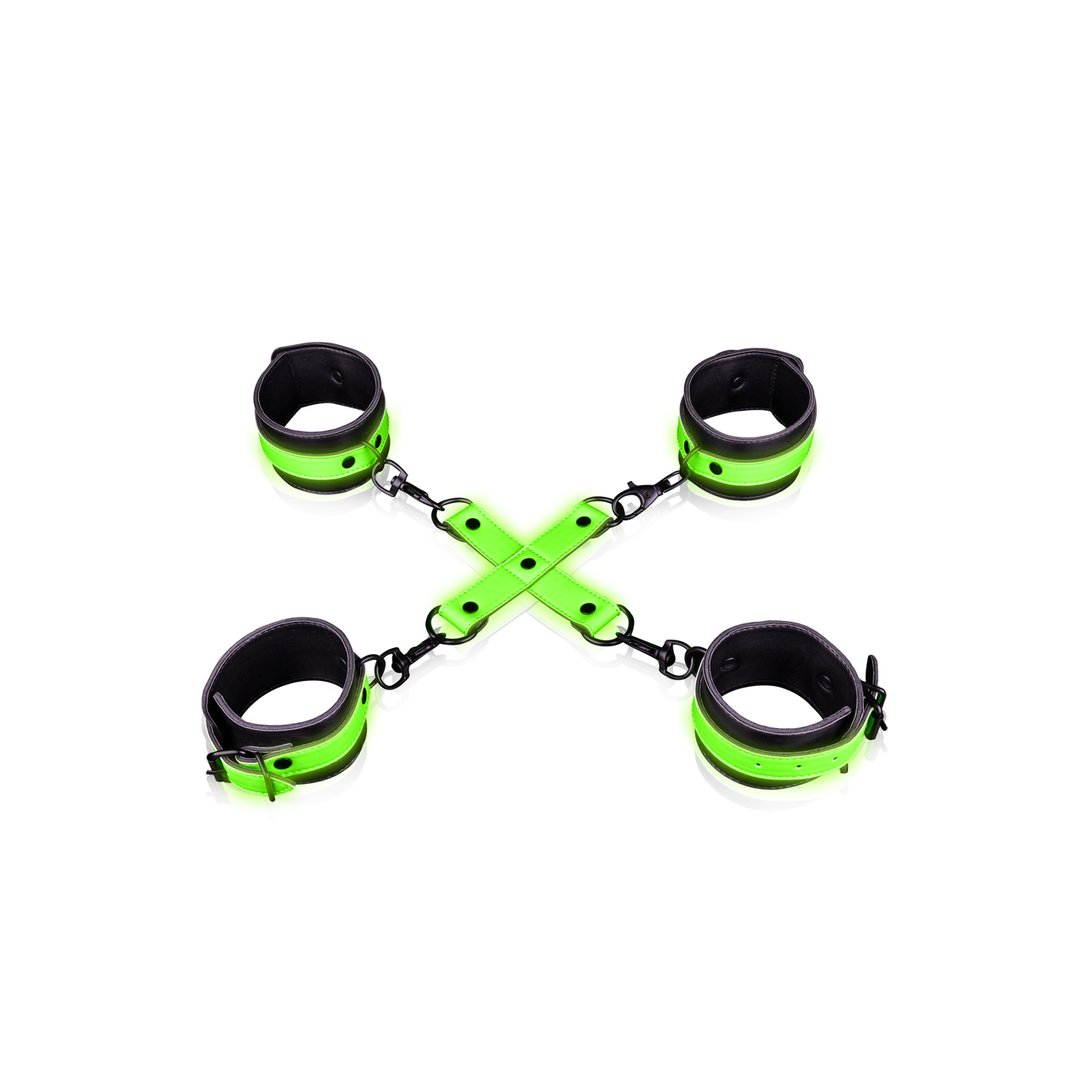 Hand and Ankle Cuffs with Hogtie - Glow in the Dark - EroticToyzProducten,Toys,Fetish,Boeien,Enkelboeien,Handboeien,Restraints,,GeslachtsneutraalOuch! by Shots