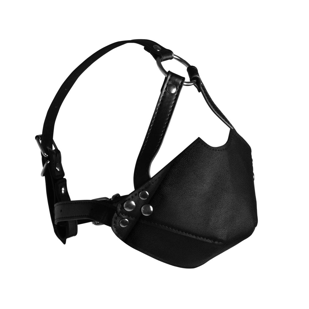 Head Harness with Mouth Cover and Breathable Ball Gag - Black - EroticToyzProducten,Toys,Fetish,Gags,Maskers,Gezichtsmasker,,Ouch! by Shots