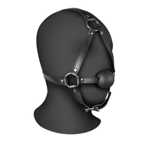 Head Harness with Solid Ball Gag - Black - EroticToyzProducten,Toys,Fetish,Gags,Maskers,Gezichtsmasker,,Ouch! by Shots