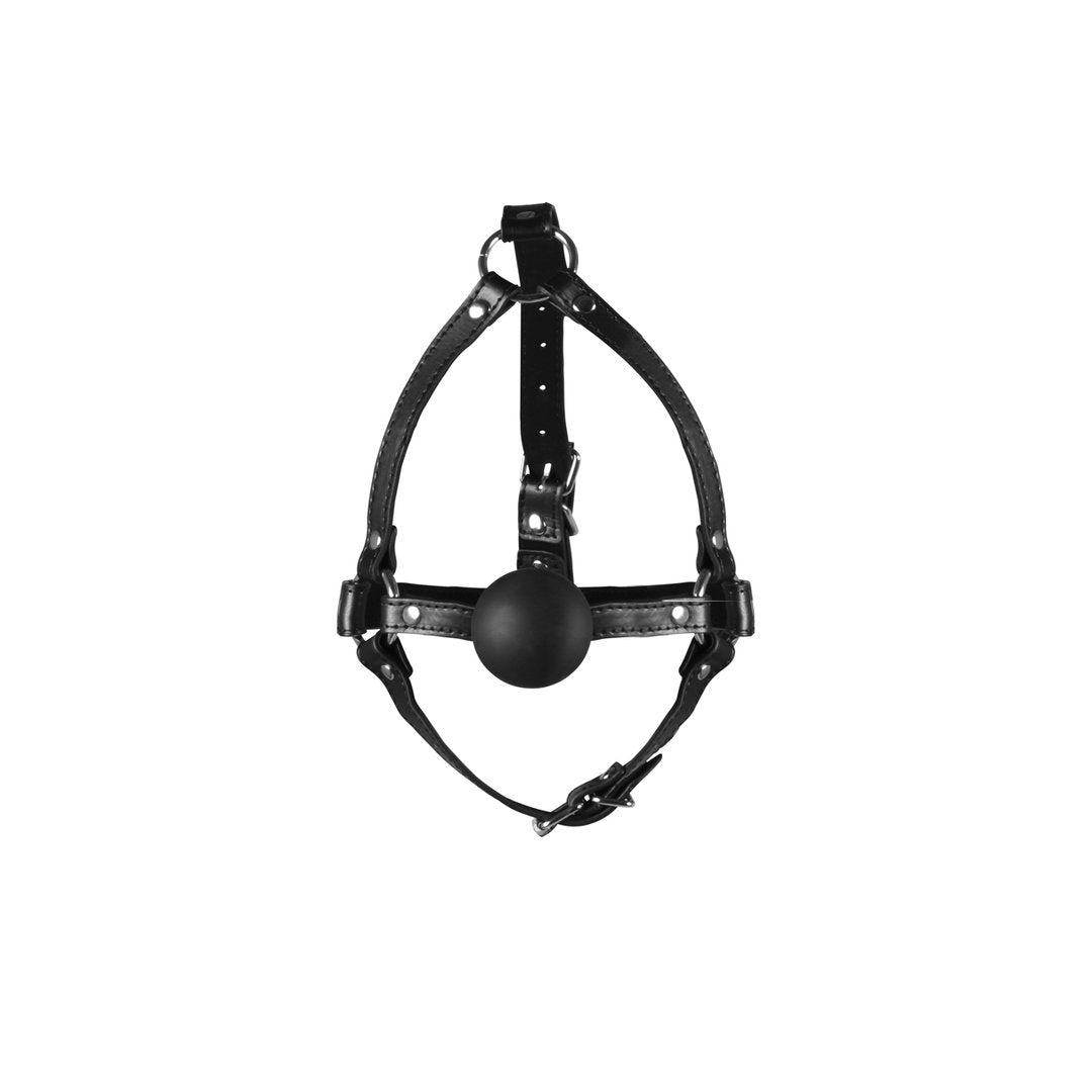 Head Harness with Solid Ball Gag - Black - EroticToyzProducten,Toys,Fetish,Gags,Maskers,Gezichtsmasker,,Ouch! by Shots