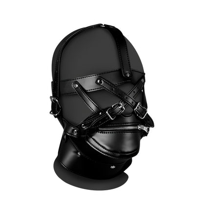 Head Harness with Zip - up Mouth and Lock - Black - EroticToyzProducten,Toys,Fetish,Maskers,Gezichtsmasker,,Ouch! by Shots