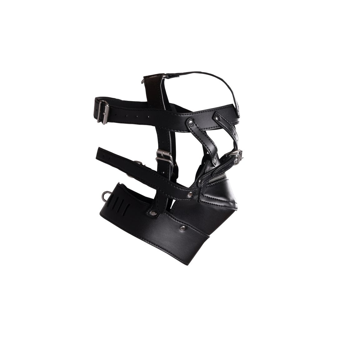 Head Harness with Zip - up Mouth and Lock - Black - EroticToyzProducten,Toys,Fetish,Maskers,Gezichtsmasker,,Ouch! by Shots