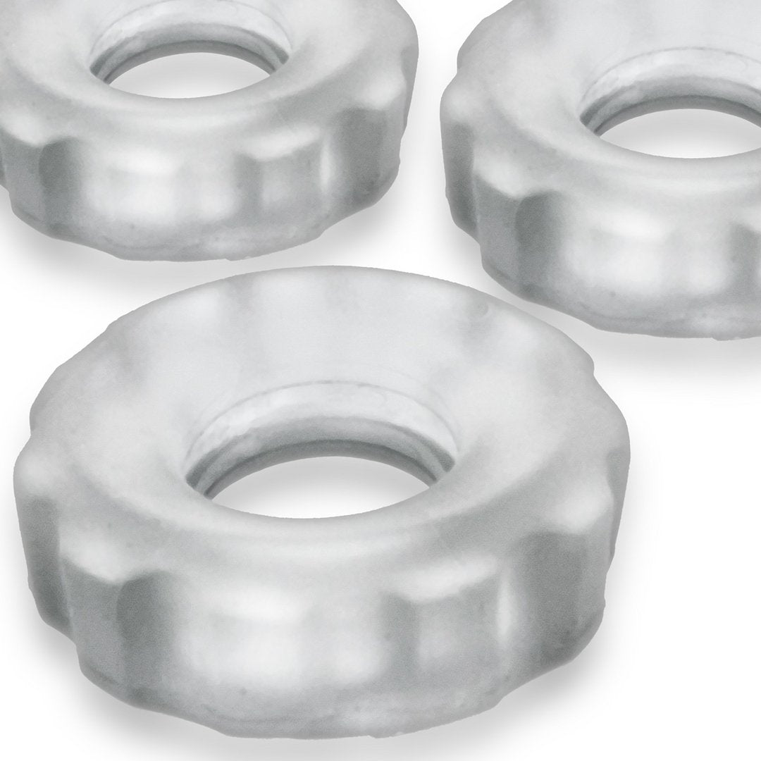 'Huj Stretchy Cockrings 3 - Pack - Clear Ice' - EroticToyzCockringenHunkyjunk