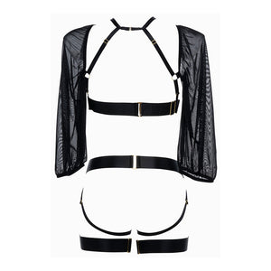 Ibiza Babe - Harness Set - OS - Black - EroticToyzProducten,Lingerie,Lingerie voor Haar,3 - Delige Set,Strings en Slipjes,,VrouwelijkAllure