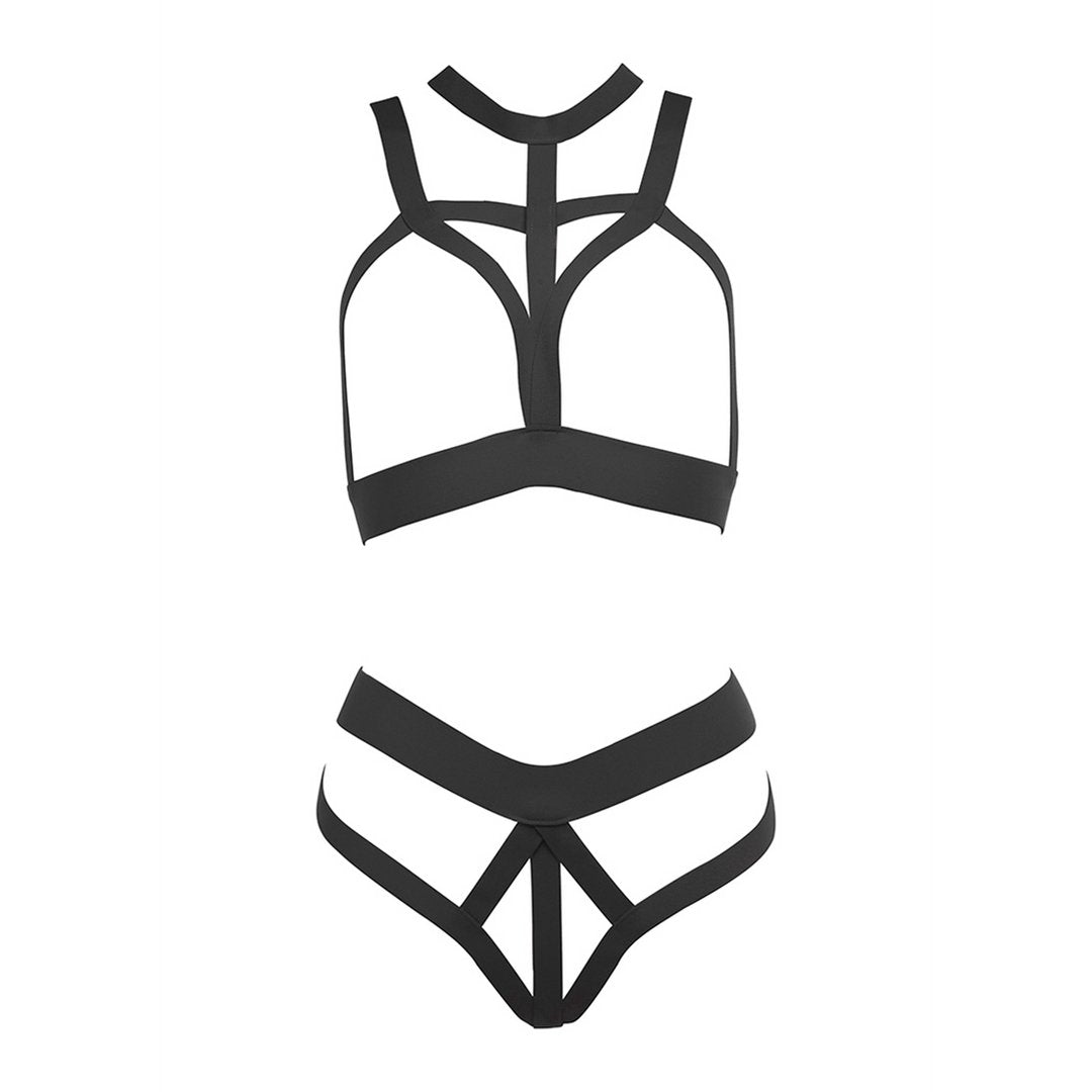 In Love and Lust - Open Bra and Tong - OS - Black - EroticToyzProducten,Lingerie,Lingerie voor Haar,2 - Delige Set,Strings en Slipjes,,VrouwelijkAllure