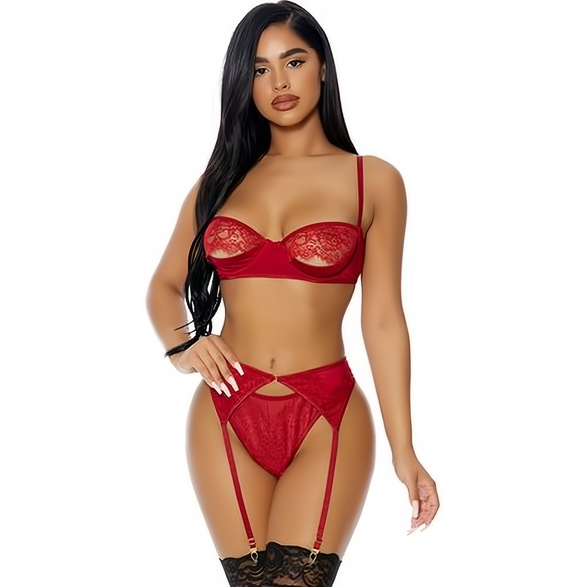 Just a Peek - Lingerie Set - L - EroticToyzProducten,Lingerie,Lingerie voor Haar,3 - Delige Set,Outlet,,VrouwelijkForplay