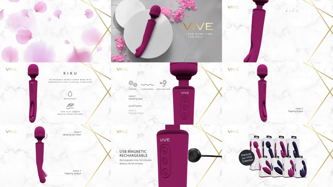 Kiku - Double Ended Wand with Innovative G - Spot Flapping Stimulator - Pink - EroticToyzProducten,Toys,Vibrators,Massagetoestellen Wands,,VIVE by Shots