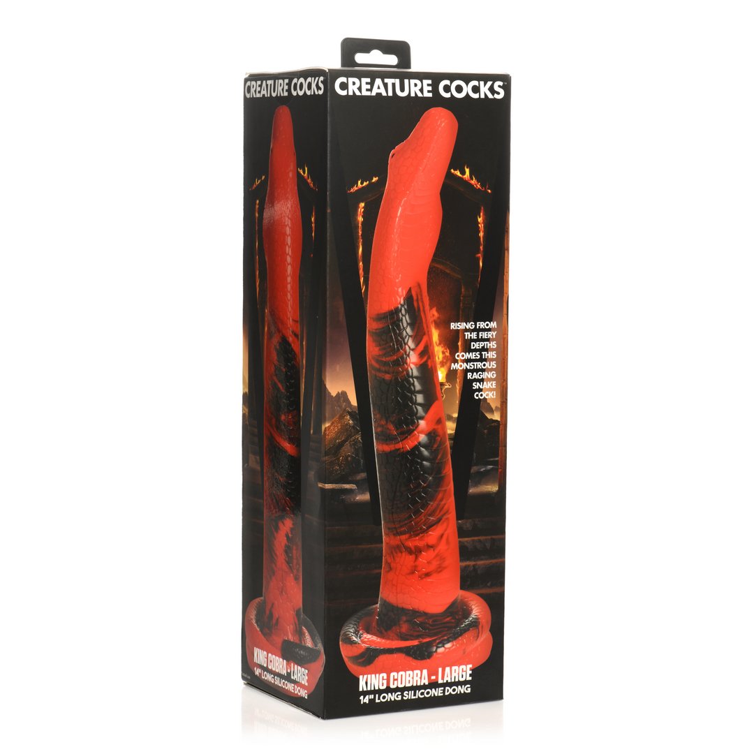 King Cobra Dildo 36 cm – Rood/Zwart – Met Zuignap - EroticToyzNiet - Fallische Dildo'sXR Brands