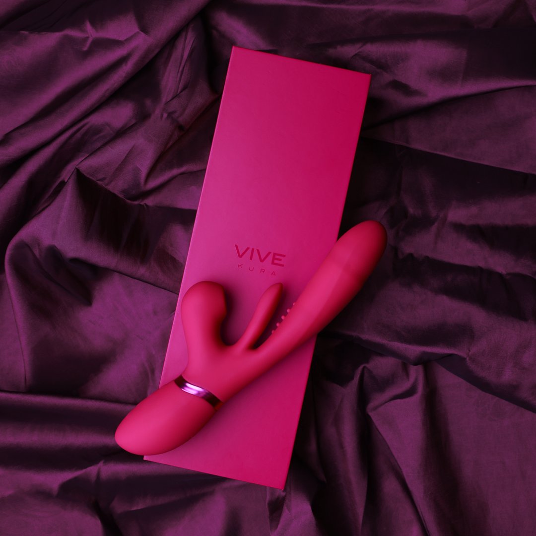 Kura - Thrusting G - Spot Vibrator with Flapping Tongue and Pulse Wave Stimulator - Pink - EroticToyzProducten,Toys,Vibrators,Airpulse - Vibrator,Rabbit Vibrators,Thrusting Vibrators,,VrouwelijkVIVE by Shots