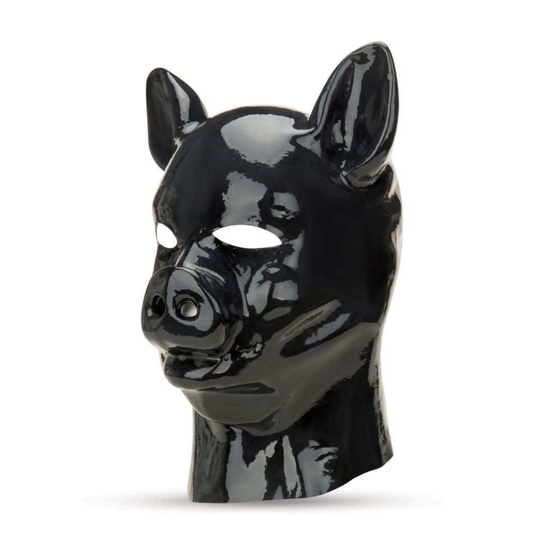 Latex Pig Hood Black - EroticToyzFetish MaskerProwler Red