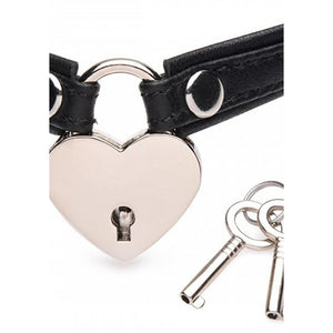 Leather Heart Lock Choker with Keys - EroticToyzProducten,Toys,Fetish,Riem Halsbanden,,GeslachtsneutraalXR Brands