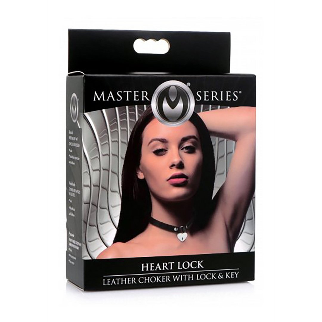 Leather Heart Lock Choker with Keys - EroticToyzProducten,Toys,Fetish,Riem Halsbanden,,GeslachtsneutraalXR Brands