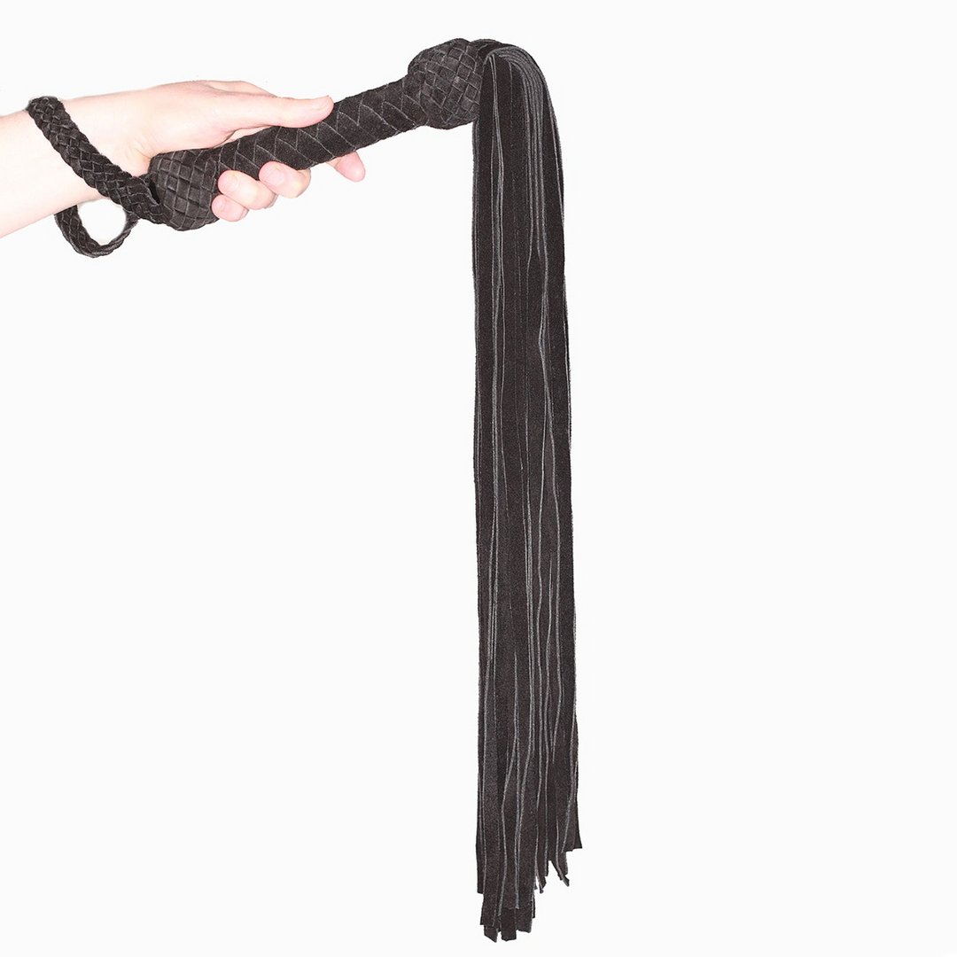 Leather Suede Flogger - Black - EroticToyzProducten,Toys,Fetish,Slaan en Plagen,Zwepen en Floggers,,GeslachtsneutraalProwler Red