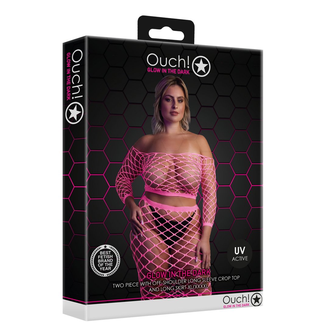 Long Sleeve Crop Top and Long Skirt - EroticToyzProducten,Lingerie,Lingerie voor Haar,2 - Delige Set,,Ouch! by Shots