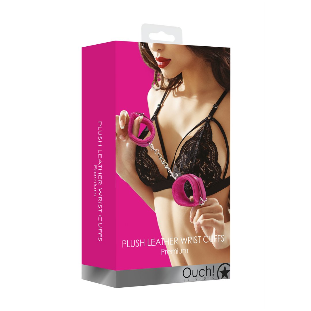 Luxe Pluche Leren Handboeien - Verstelbare Riem en Stevige Sluiting - EroticToyzProducten,Toys,Fetish,Boeien,Handboeien,,GeslachtsneutraalOuch! by Shots