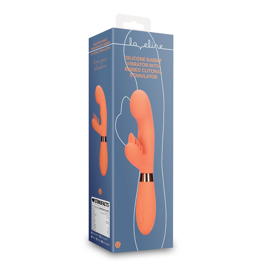 'Luxueuze Rabbit Vibrator met Geribbelde Clitoris Stimulator - Roze' - EroticToyzRabbit VibratorsLoveline by Shots