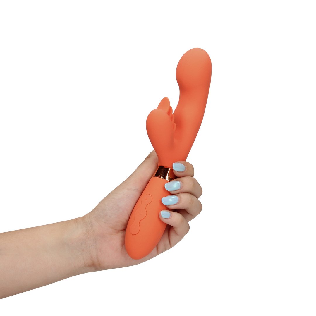 'Luxueuze Rabbit Vibrator met Geribbelde Clitoris Stimulator - Roze' - EroticToyzRabbit VibratorsLoveline by Shots