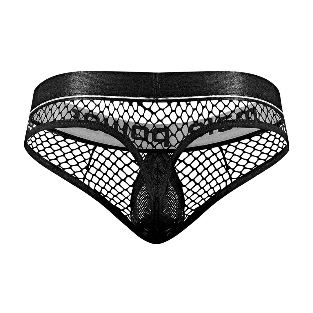 Male Power Cock Ring Thong Met Snap - Off Pouch L/XL - Zwart - EroticToyzStringsMale Power