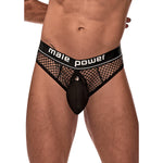 Male Power Cock Ring Thong Met Snap - Off Pouch L/XL - Zwart - EroticToyzStringsMale Power