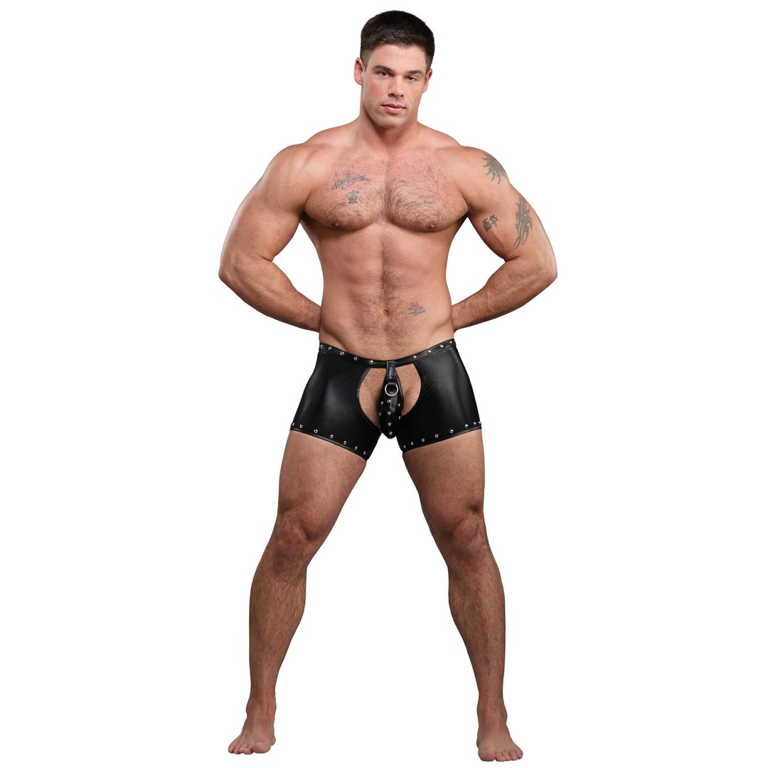 **Male Power Poseidon Shorts met Open Kruis & Rug - Afneembare String L/XL Zwart** - EroticToyzFetishkleding voor HemMale Power