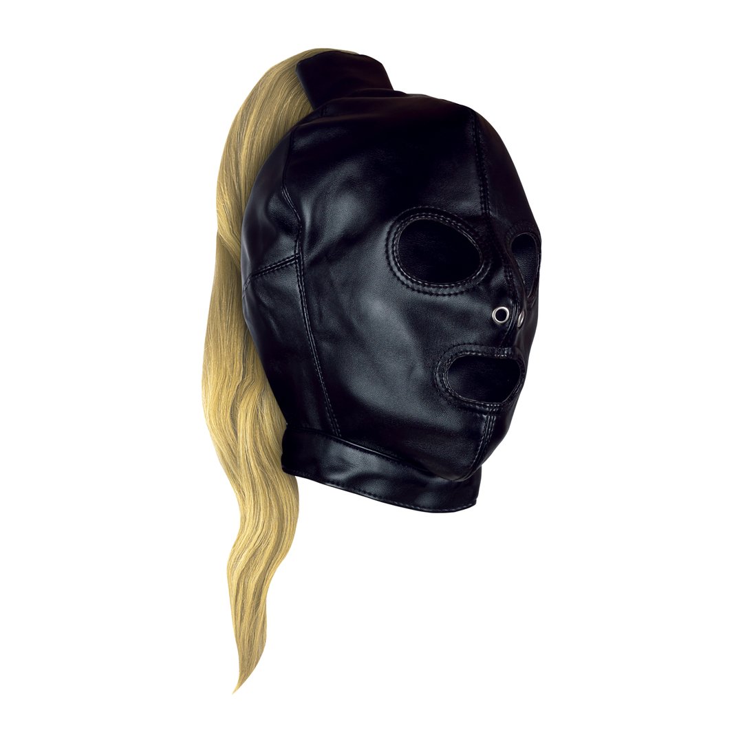 Mask with Blonde Ponytail - Black - EroticToyzProducten,Toys,Fetish,Maskers,Gezichtsmasker,,Ouch! by Shots