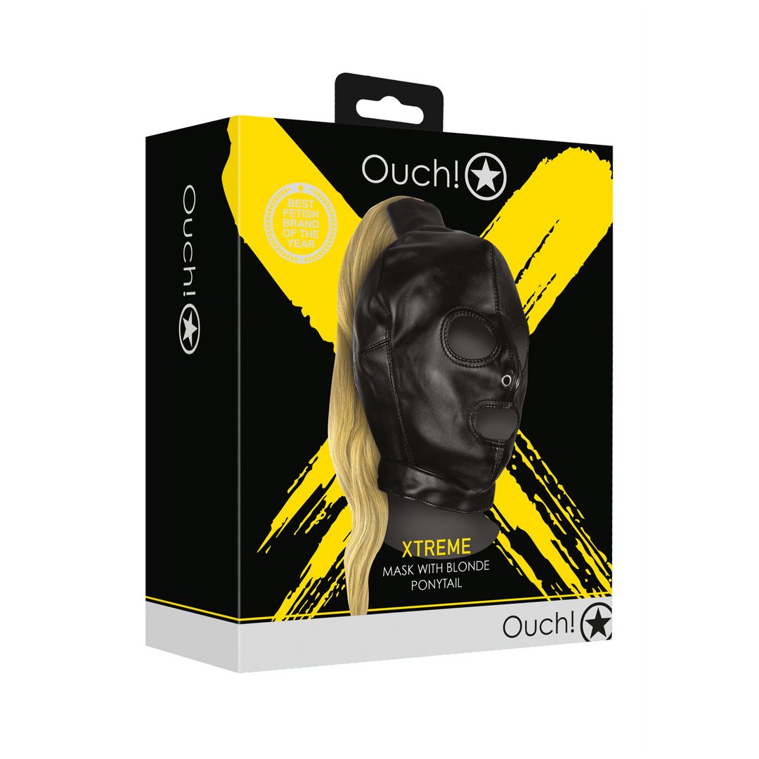 Mask with Blonde Ponytail - Black - EroticToyzProducten,Toys,Fetish,Maskers,Gezichtsmasker,,Ouch! by Shots