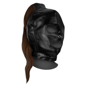 Mask with Brown Ponytail - Black - EroticToyzProducten,Toys,Fetish,Maskers,Gezichtsmasker,,Ouch! by Shots