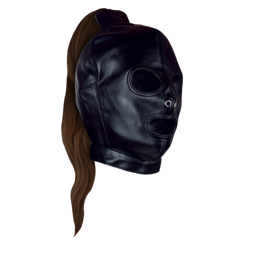 Mask with Brown Ponytail - Black - EroticToyzProducten,Toys,Fetish,Maskers,Gezichtsmasker,,Ouch! by Shots