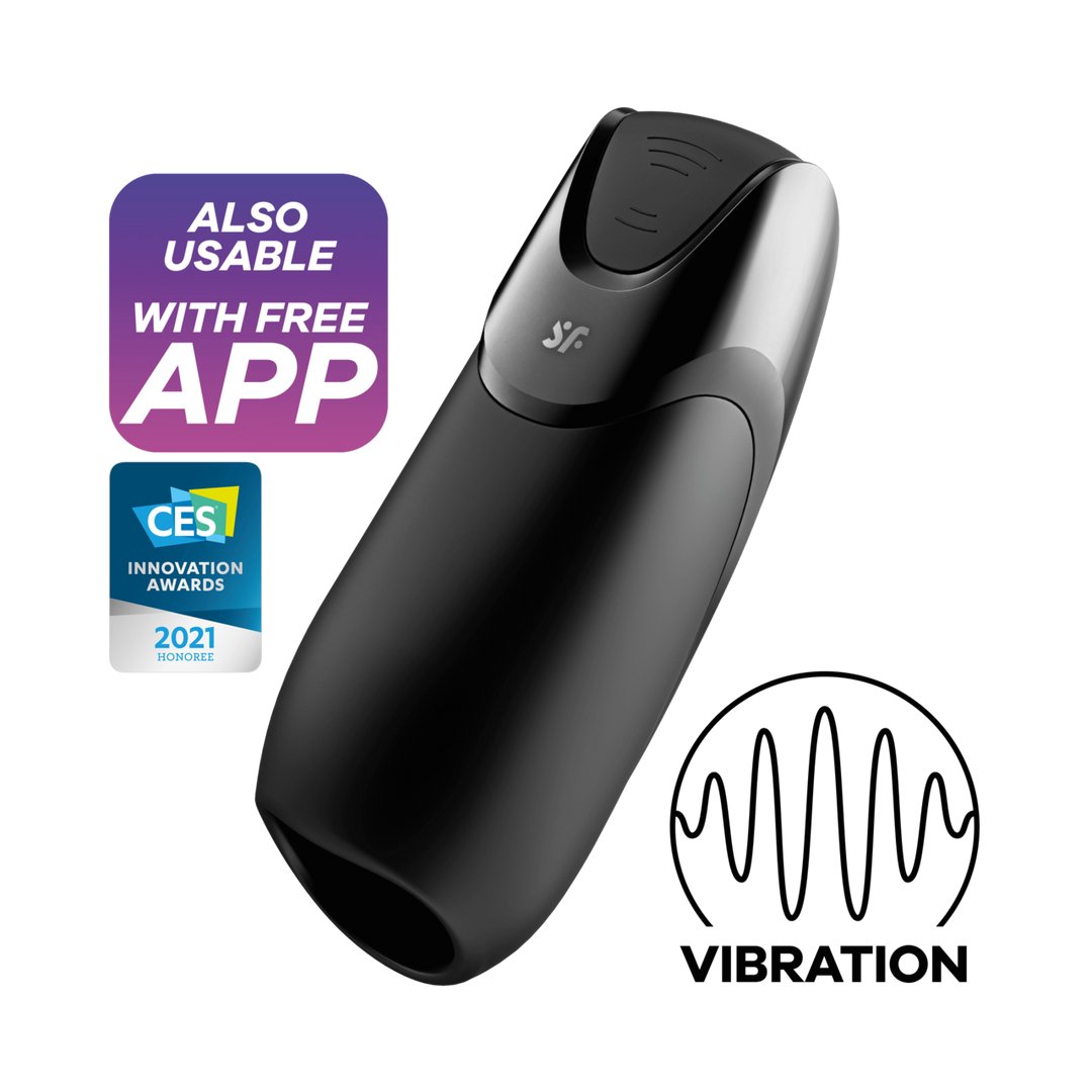 Men Vibration+ Connect App - Black - EroticToyzProducten,Toys,Toys voor Mannen,Masturbators Strokers,Vibrerende Masturbator,,MannelijkSatisfyer