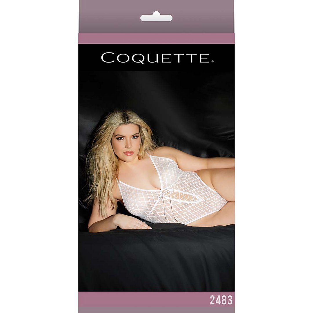 Mesh High Cut Teddy with Hidden Open Crotch - Plus Size - EroticToyzProducten,Lingerie,Lingerie voor Haar,Bodysuits Teddies,Queen size,Outlet,,VrouwelijkCoquette