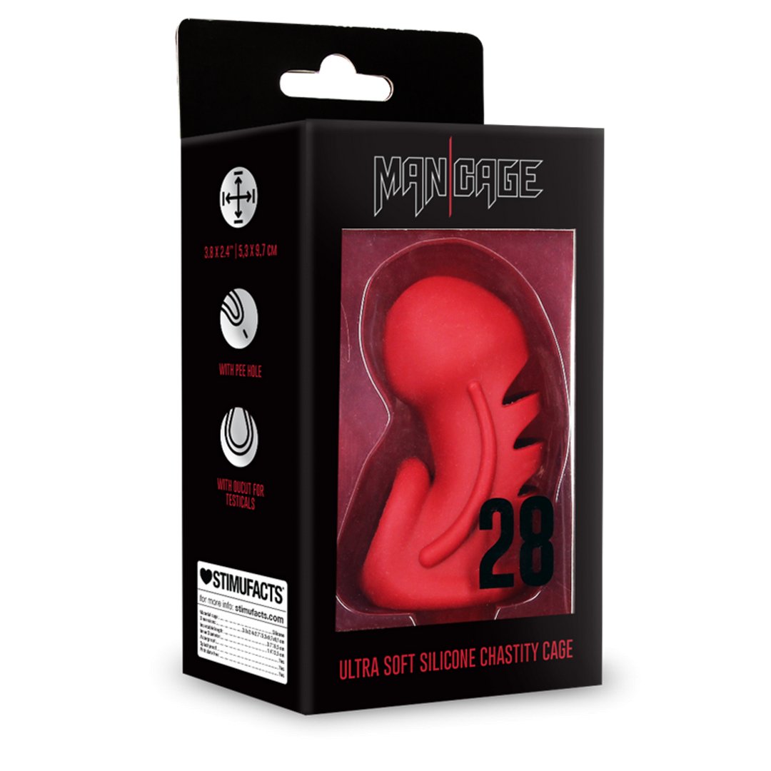 Model 28 - Ultra Soft Silicone Chastity Cage - Red - EroticToyzProducten,Toys,Toys voor Mannen,Peniskooien en Kuisheidsapparaten,,MannelijkManCage by Shots