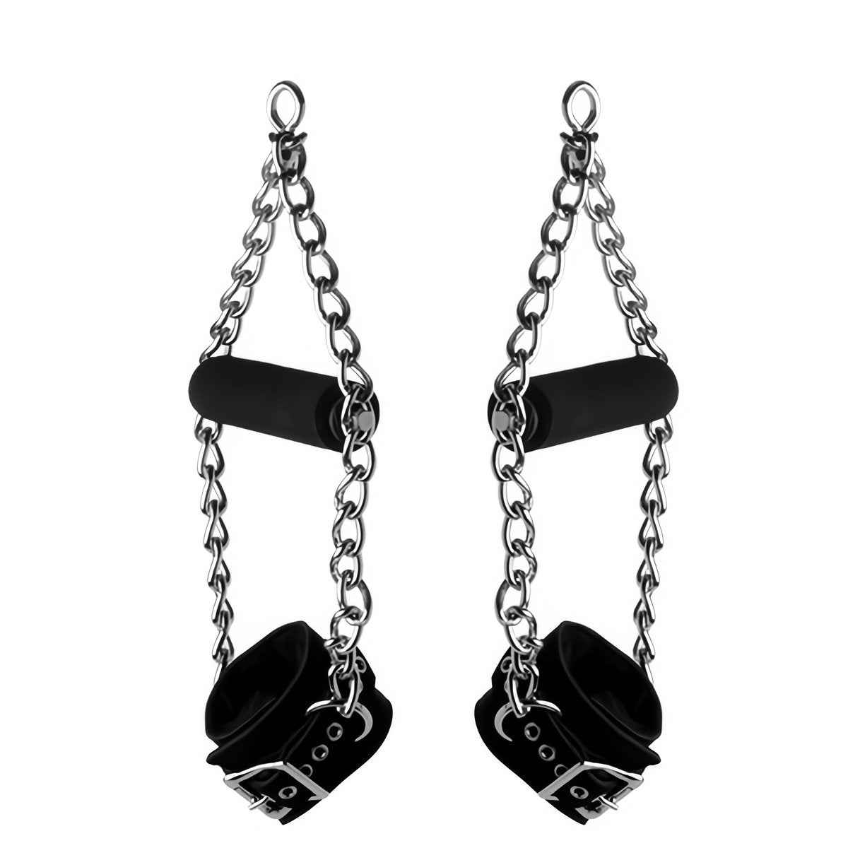 Nubuck Lederen Suspension Cuffs met Bontvoering en Grip - Zwart - EroticToyzHandboeienXR Brands