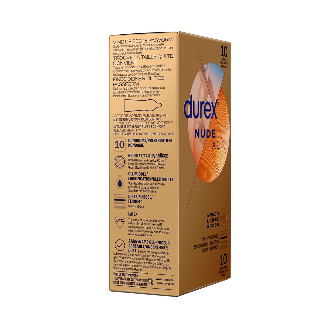 Nude XL - Extra Grote Ultrathin Condooms - 10 Stuks - EroticToyzProducten,Veilige Seks, Verzorging Hulp,Veilige Seks,Condooms voor Mannen,,MannelijkDurex