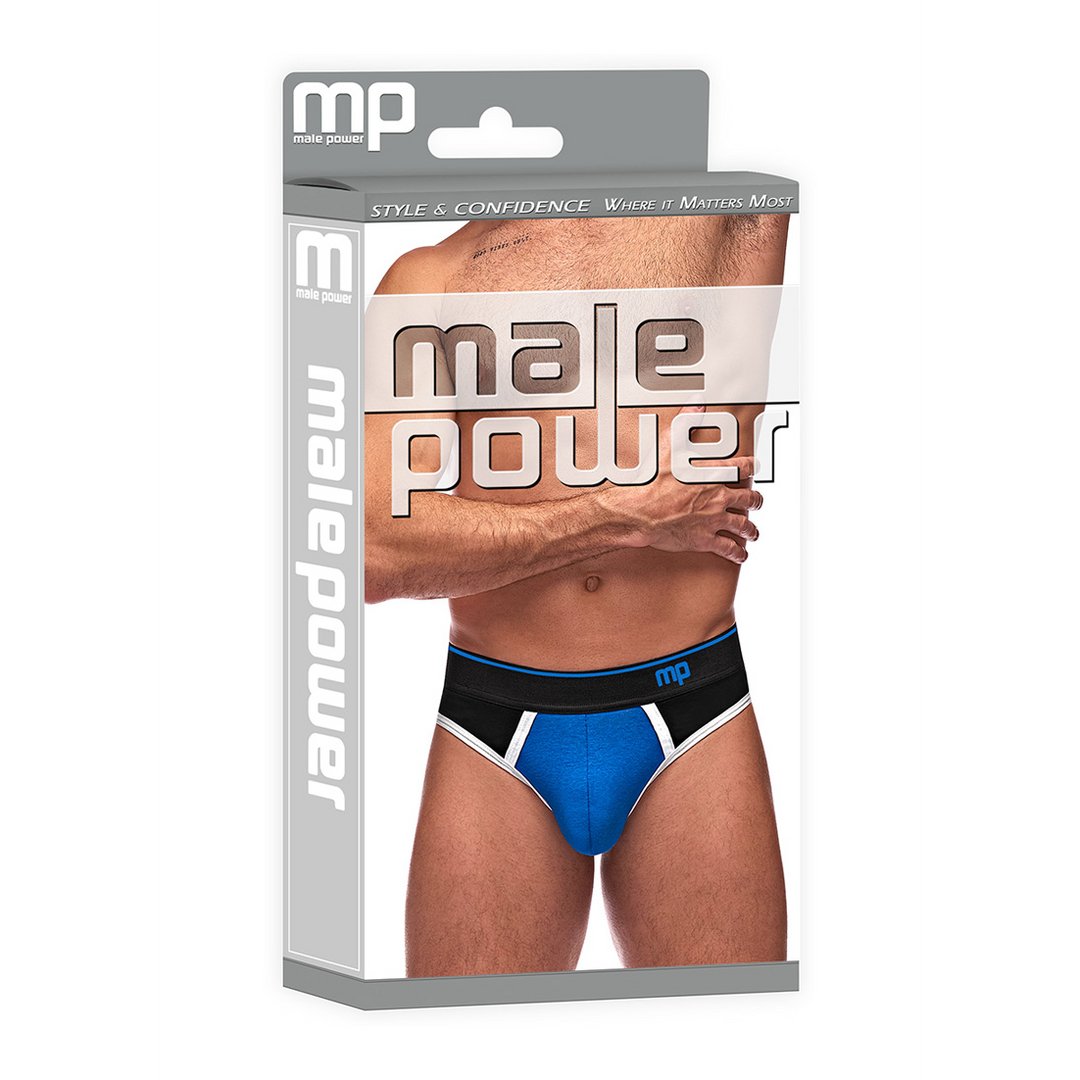 Panel Thong - M - Blauw - Retro Sport Collectie - EroticToyzProducten,Lingerie,Lingerie voor Hem,Strings,,MannelijkMale Power