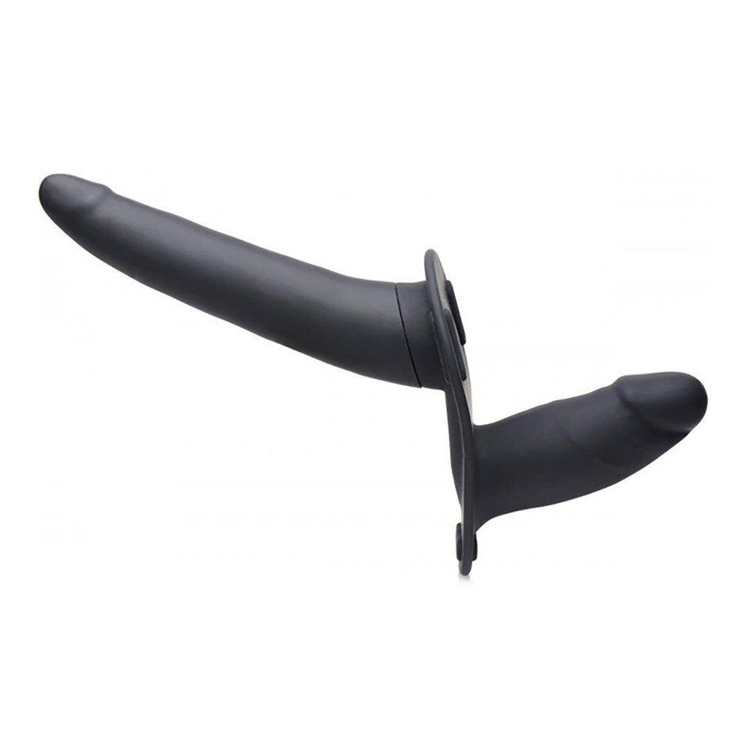 'Pegger Vibrerende Dubbele Dildo met Harnas - Beginner - Zwart' - EroticToyzDubbelXR Brands