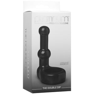 'Premium Platinum Siliconen Double Butt Plug met Cockring - Zwart/Wit' - EroticToyzButtplugs Anale Dildo's Niet VibrerendDoc Johnson