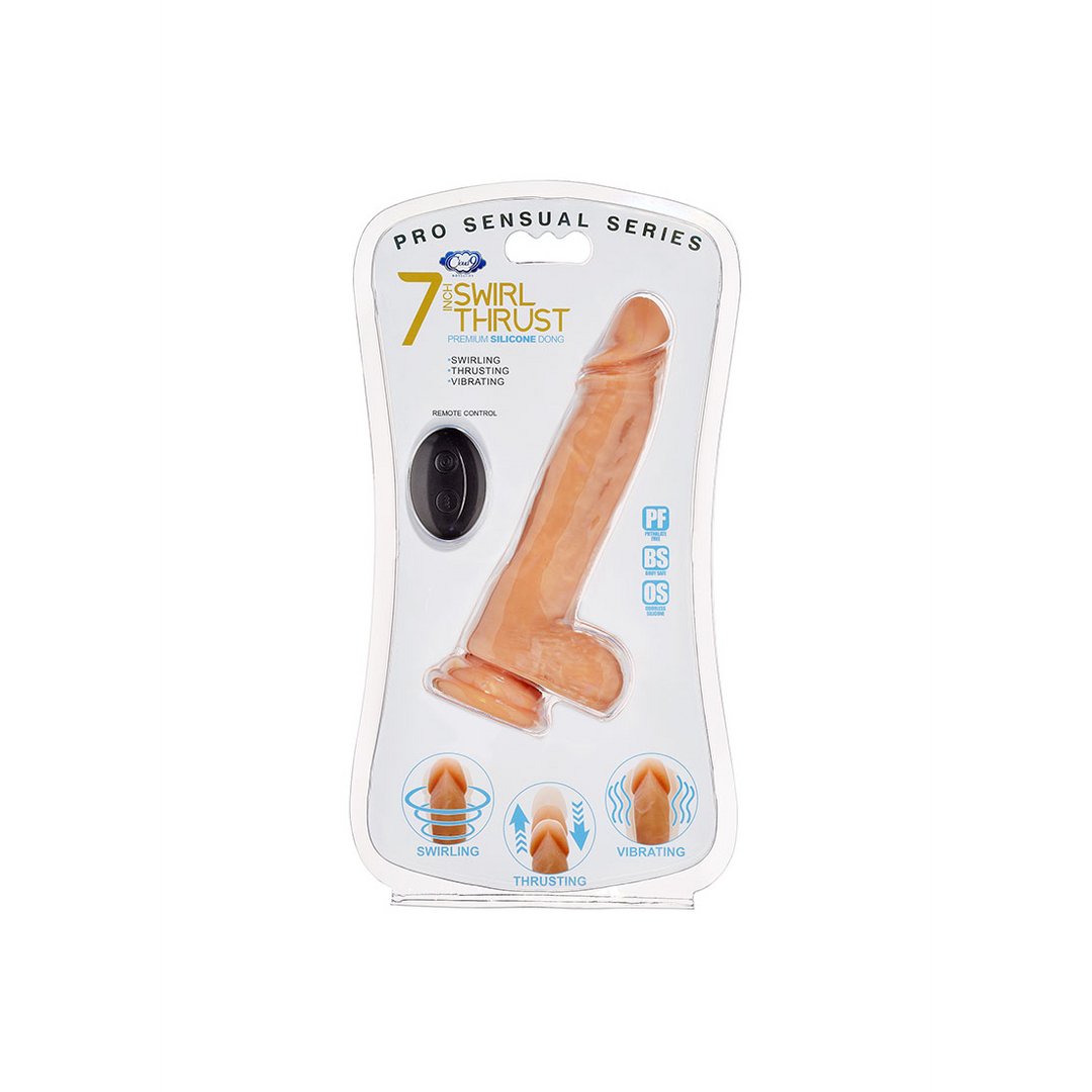 'Pro Sensual Swirl Thrust Dildo 7 Functies 18 cm - Zwart' - EroticToyzRealistische VibratorsCloud 9