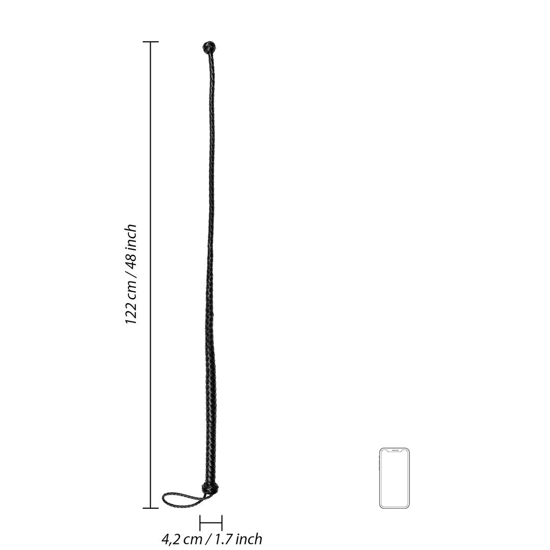 'PU Leren Zweep 122 cm Met Knoophandvat - Zwart' - EroticToyzZwepen en FloggersOuch! by Shots