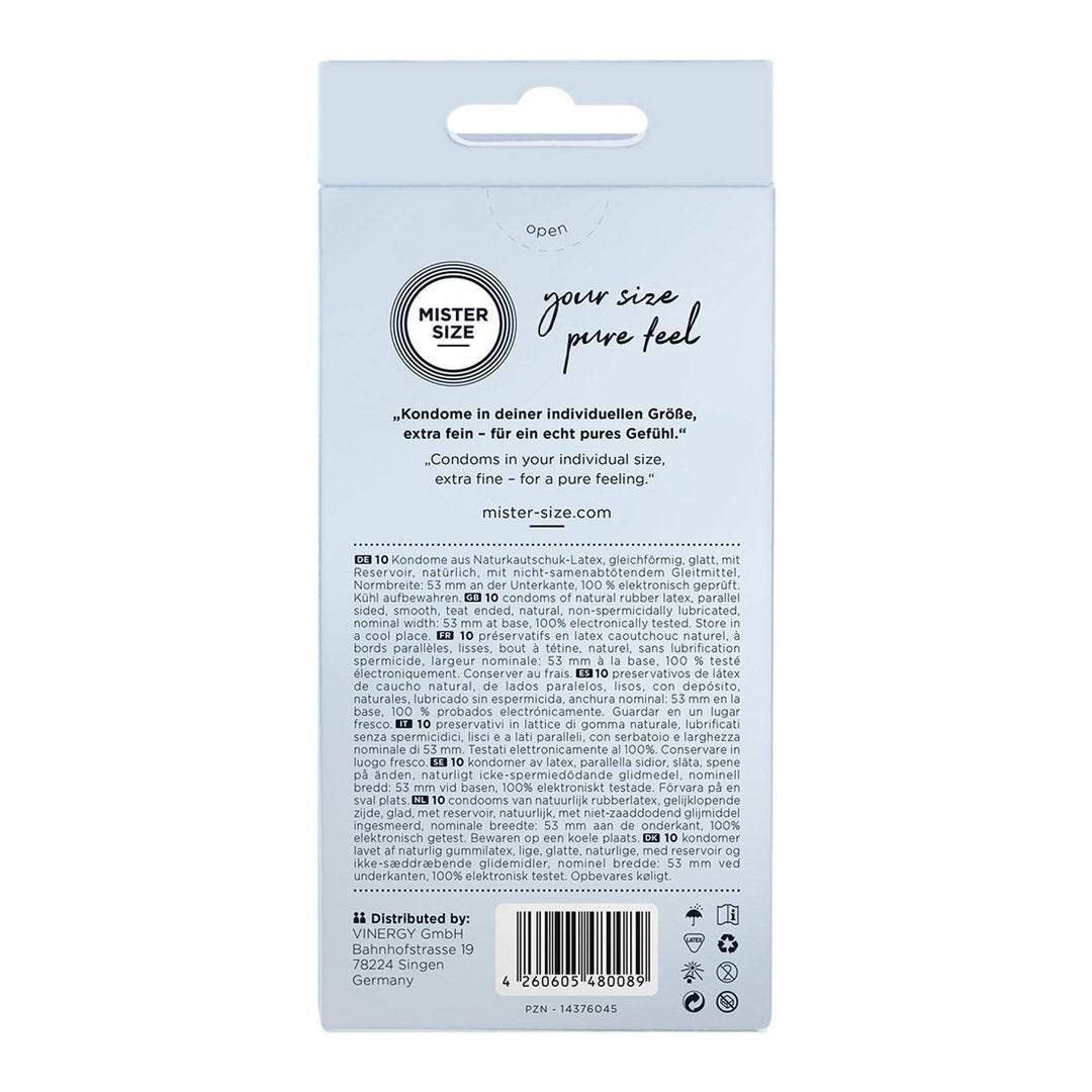 Pure Feel - Perfecte Pasvorm Condooms 53 mm - 10 Stuks - EroticToyzProducten,Veilige Seks, Verzorging Hulp,Veilige Seks,Condooms voor Mannen,,MannelijkMister Size