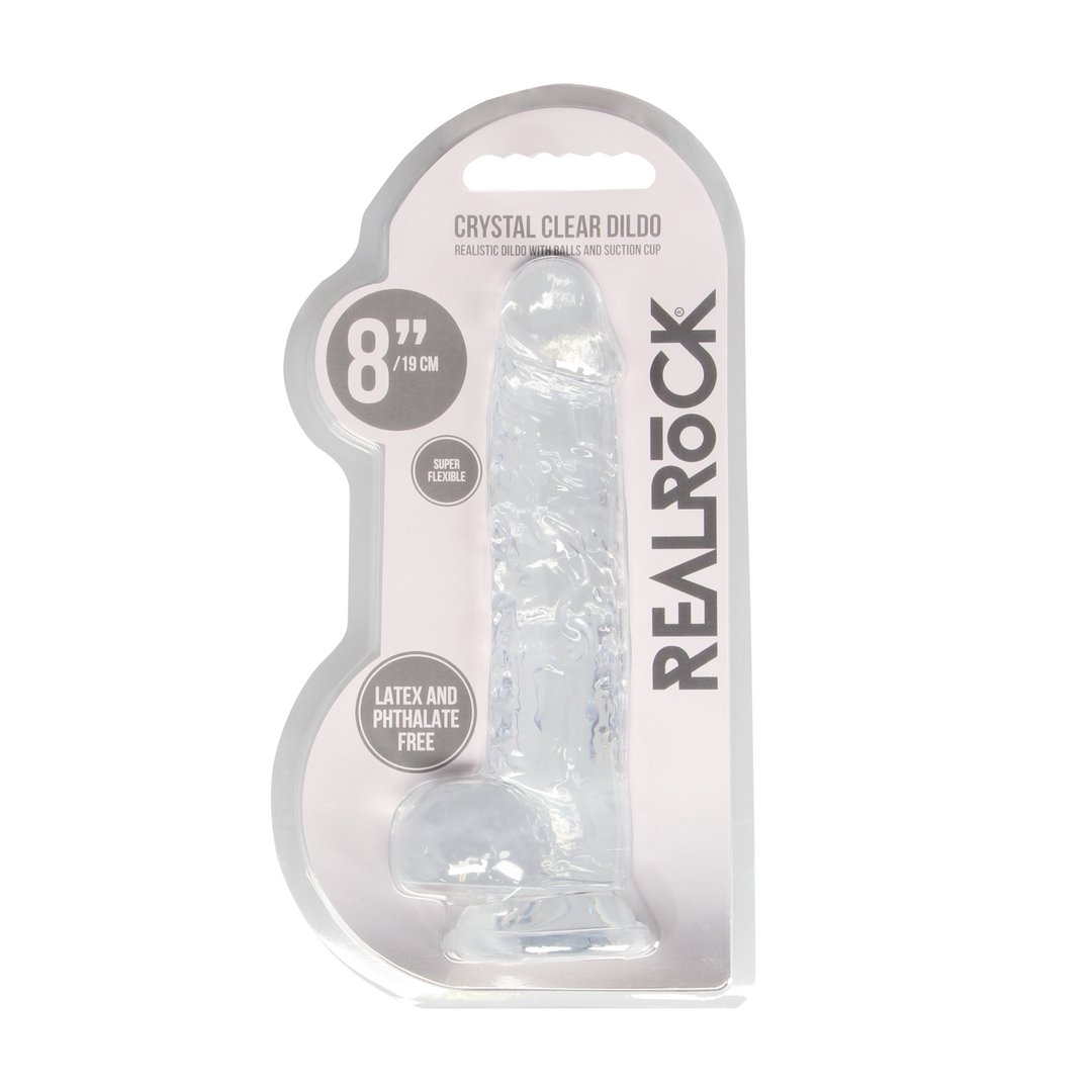 Realistische Dildo met Ballen - 21 cm - REALROCK CRYSTAL CLEAR - EroticToyzProducten,Toys,Dildos,Realistische Dildo's,,GeslachtsneutraalRealRock by Shots