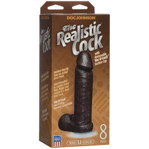 'Realistische Dildo Met Ballen en Verwijderbare Zuignap 20 cm - Chocolade' - EroticToyzRealistische Dildo'sDoc Johnson