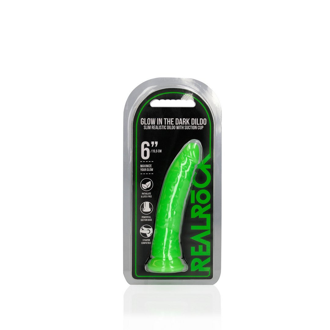 Realistische Dildo met Zuignap - 15,5 cm Glow in the Dark - EroticToyzProducten,Toys,Dildos,Realistische Dildo's,,RealRock by Shots